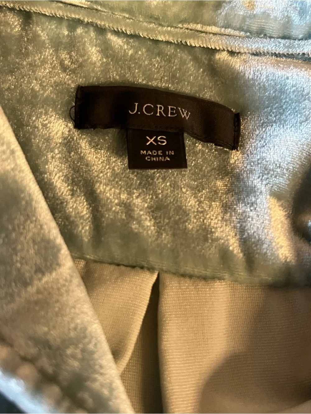 J.Crew Metallic Aqua Popover Blouse XS Long Sleeve Shimmer Career Party Top